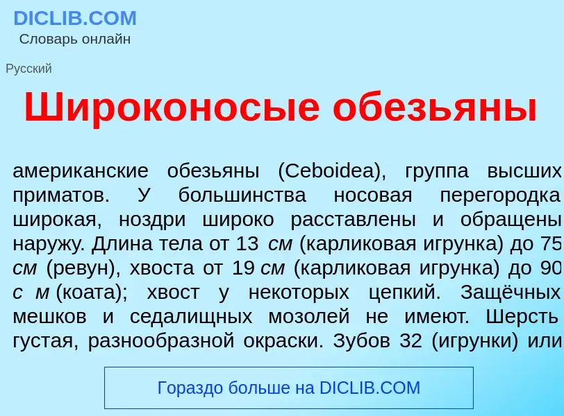 Что такое Широкон<font color="red">о</font>сые обезь<font color="red">я</font>ны - определение