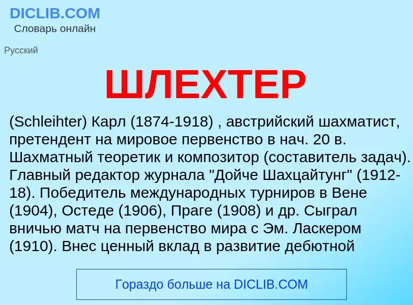 Was ist ШЛЕХТЕР - Definition