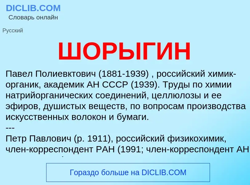 Wat is ШОРЫГИН - definition