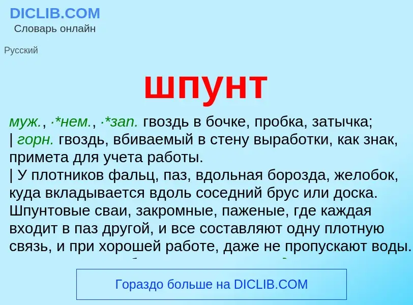 Wat is шпунт - definition