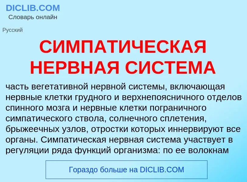 What is СИМПАТИЧЕСКАЯ НЕРВНАЯ СИСТЕМА - meaning and definition