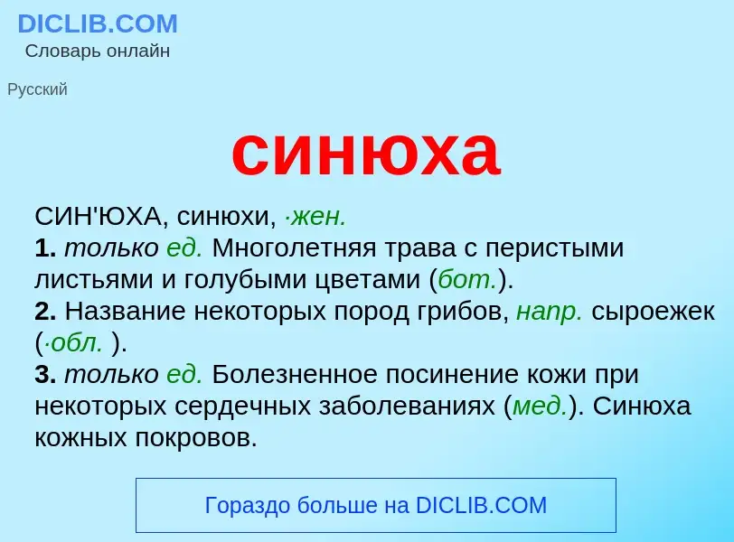 What is синюха - definition