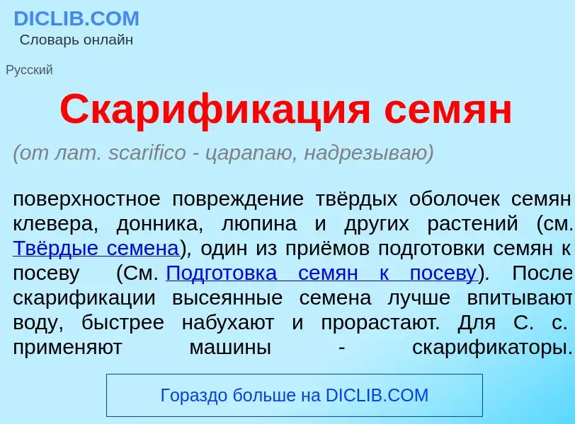 ¿Qué es Скарифик<font color="red">а</font>ция сем<font color="red">я</font>н? - significado y defini