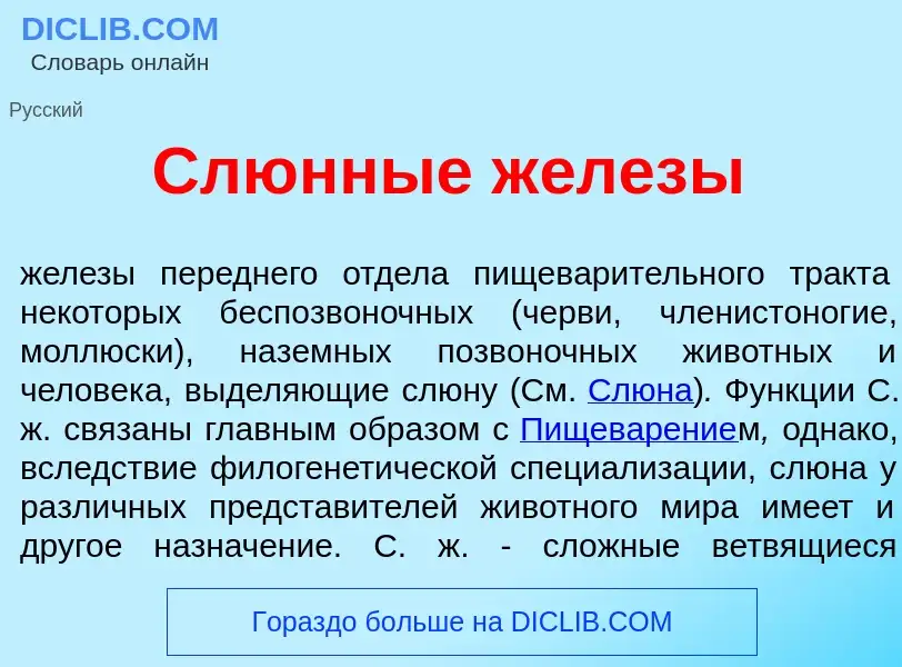 Qu'est-ce que Слюнн<font color="red">ы</font>е ж<font color="red">е</font>лезы - définition