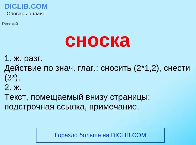 ¿Qué es сноска? - significado y definición