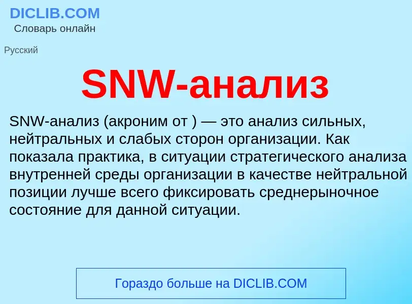 Что такое SNW-анализ - определение