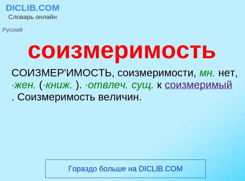 ¿Qué es соизмеримость? - significado y definición