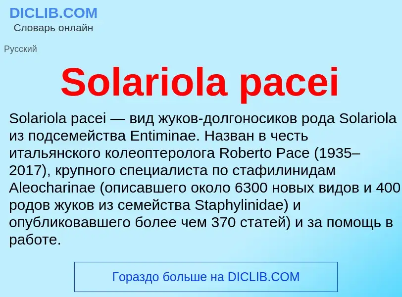 Che cos'è Solariola pacei - definizione