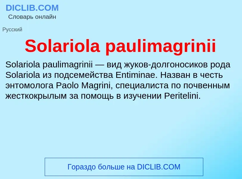 Che cos'è Solariola paulimagrinii - definizione