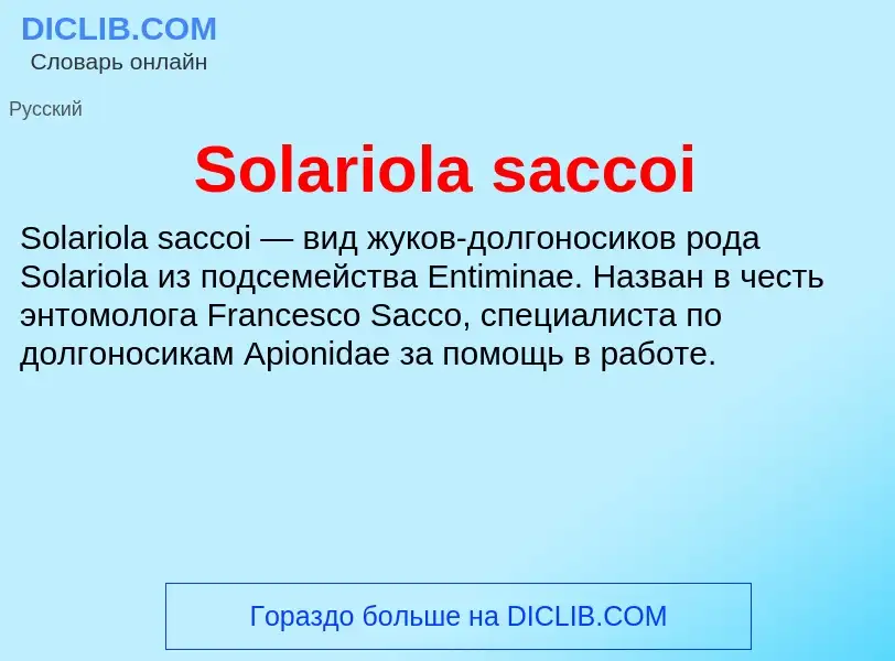 Che cos'è Solariola saccoi - definizione