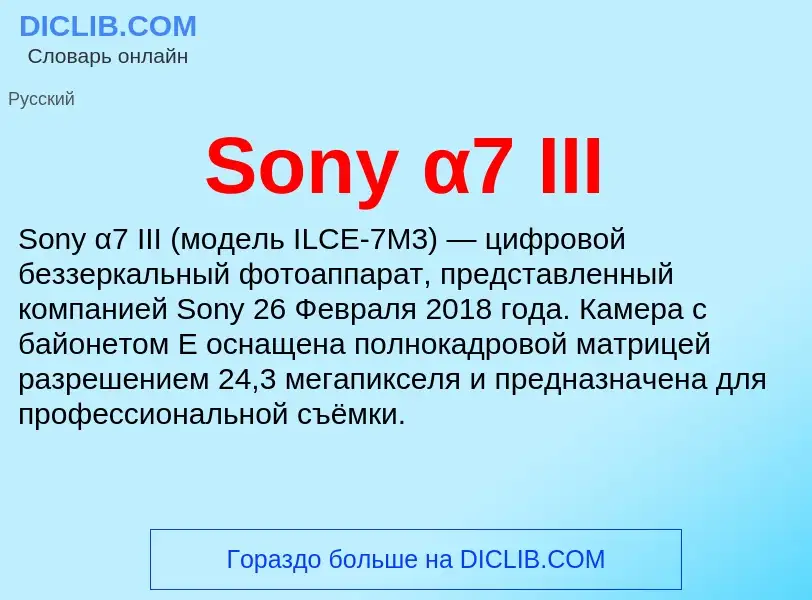 Che cos'è Sony α7 III - definizione