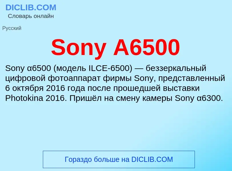 Che cos'è Sony A6500 - definizione