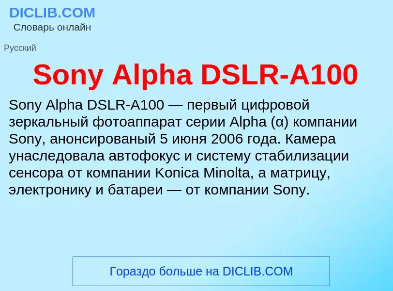 Che cos'è Sony Alpha DSLR-A100 - definizione