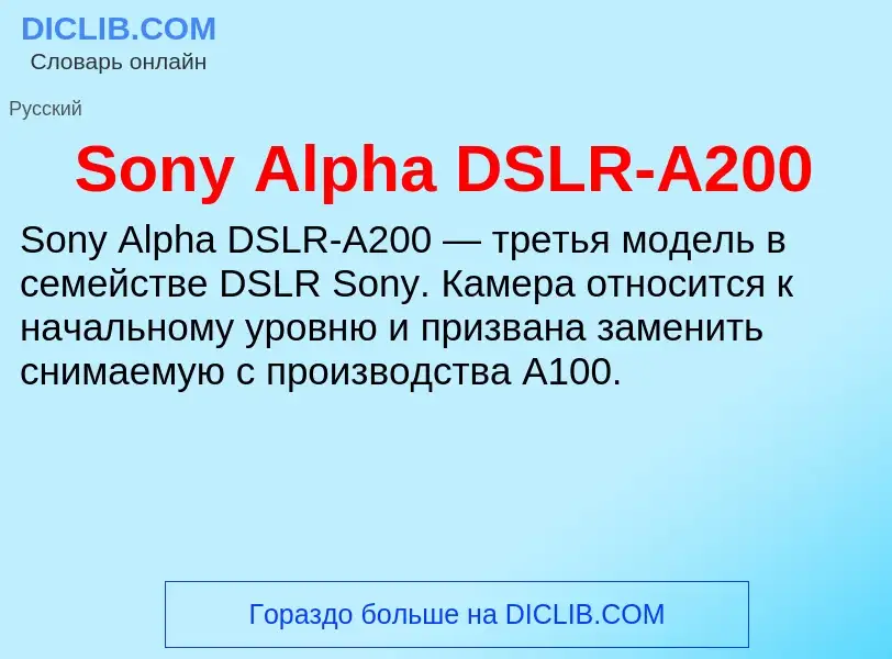 Che cos'è Sony Alpha DSLR-A200 - definizione