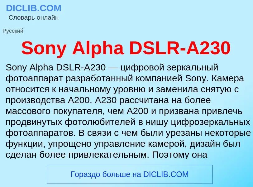 Che cos'è Sony Alpha DSLR-A230 - definizione