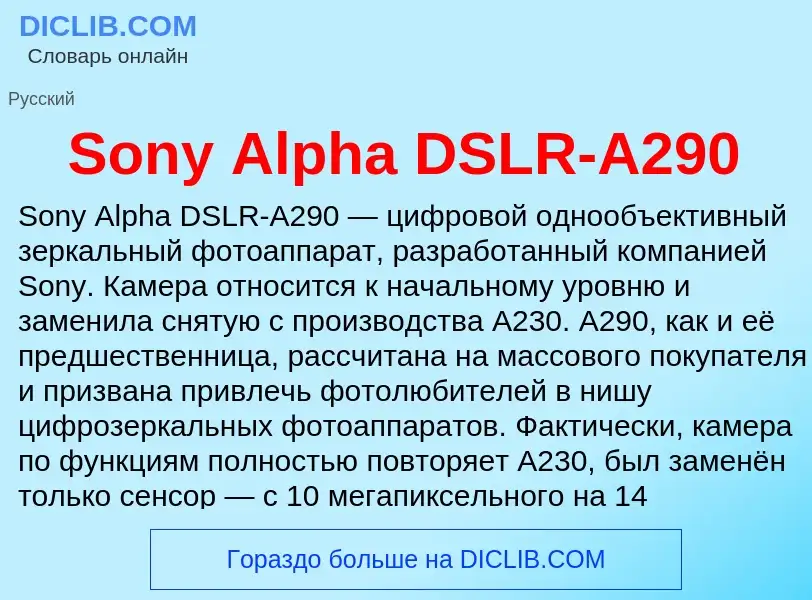 Che cos'è Sony Alpha DSLR-A290 - definizione