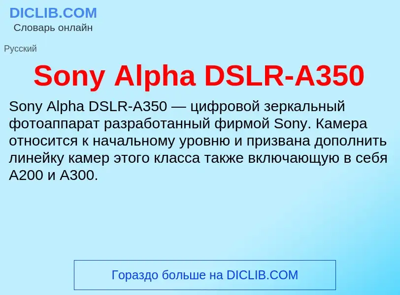 Che cos'è Sony Alpha DSLR-A350 - definizione