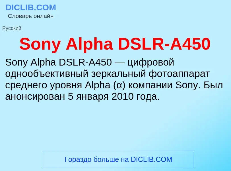 Che cos'è Sony Alpha DSLR-A450 - definizione