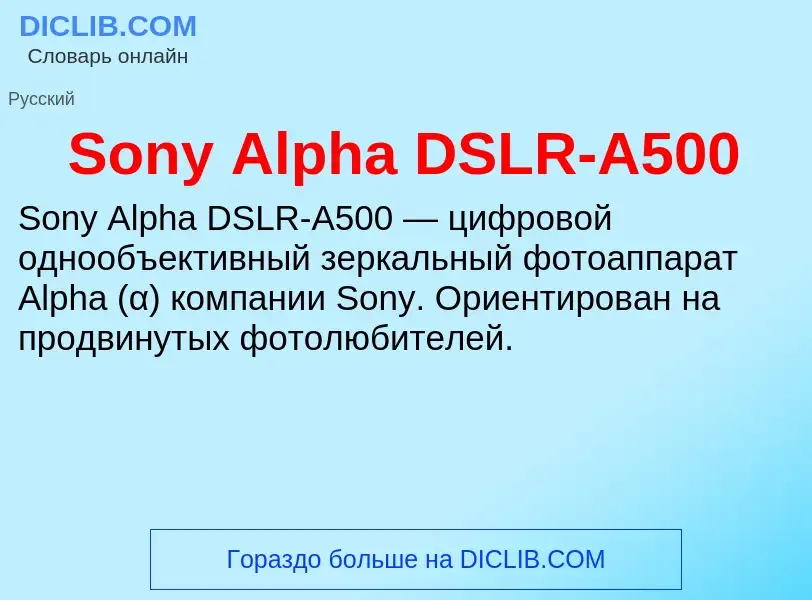 Che cos'è Sony Alpha DSLR-A500 - definizione