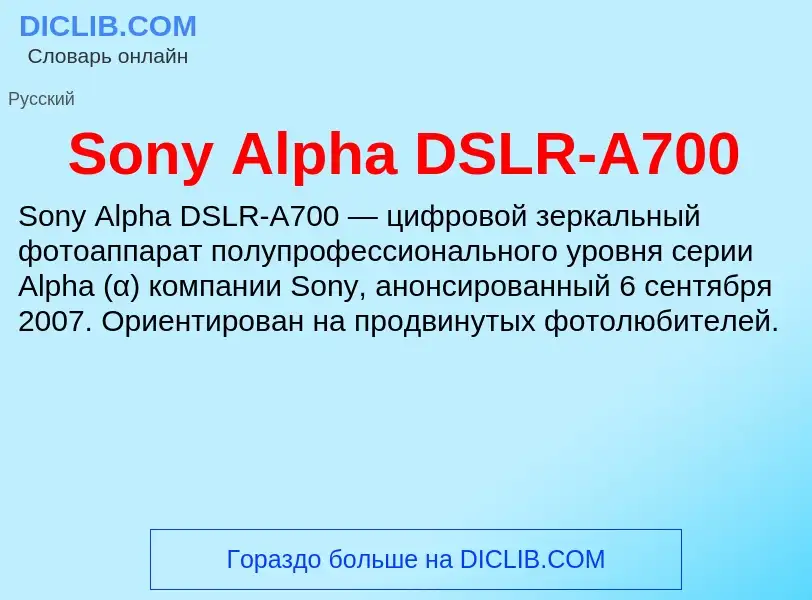 Che cos'è Sony Alpha DSLR-A700 - definizione