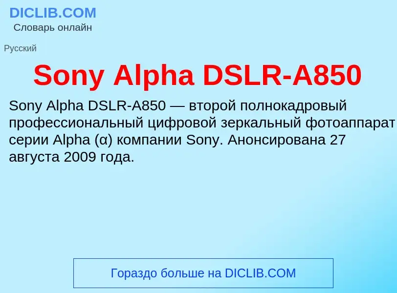 Che cos'è Sony Alpha DSLR-A850 - definizione