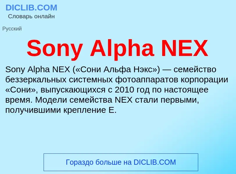 Che cos'è Sony Alpha NEX - definizione