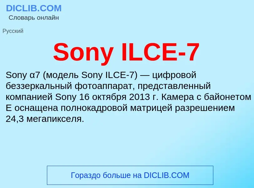 Che cos'è Sony ILCE-7 - definizione