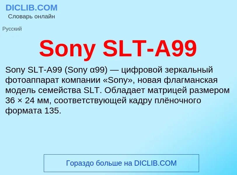 Che cos'è Sony SLT-A99 - definizione