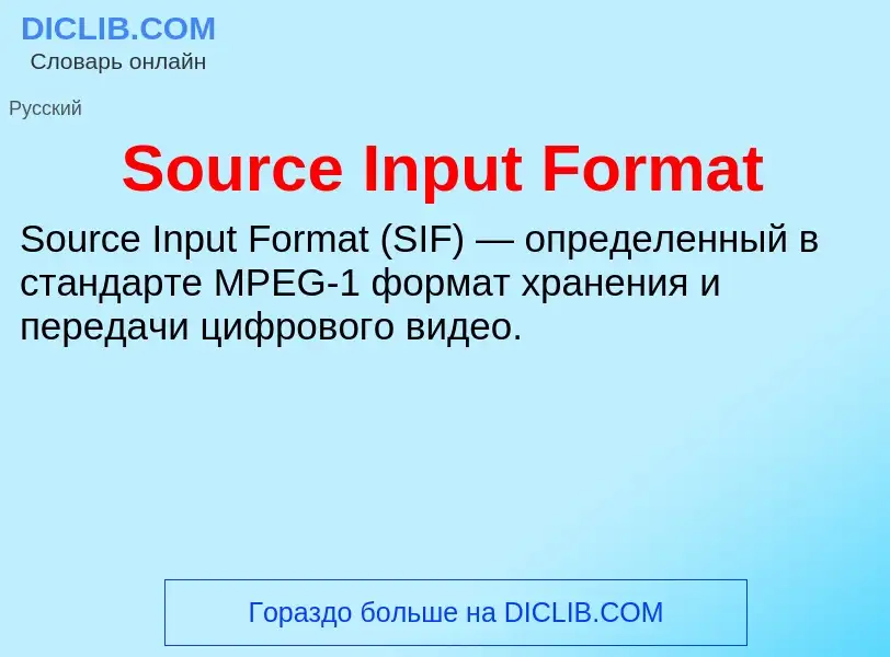 Che cos'è Source Input Format - definizione