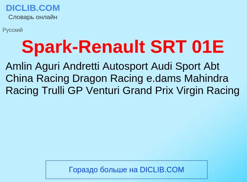 Che cos'è Spark-Renault SRT 01E - definizione