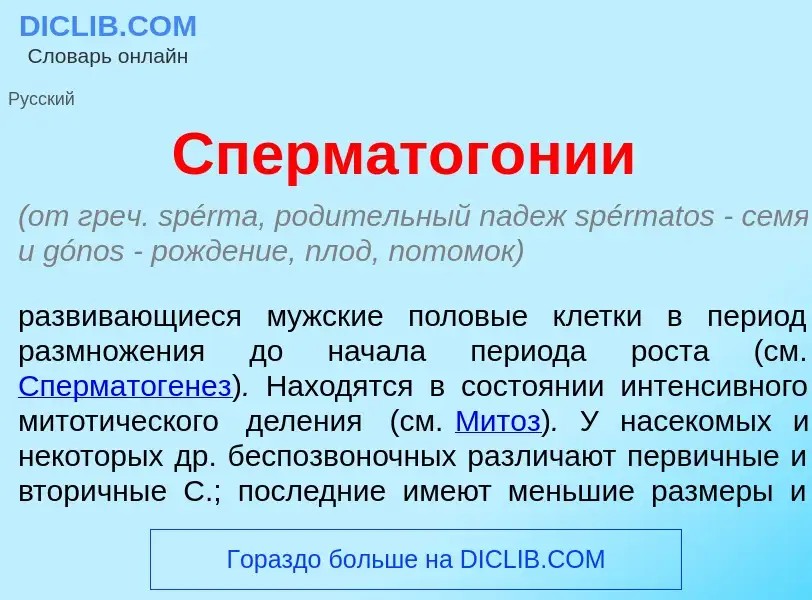 O que é Сперматог<font color="red">о</font>нии - definição, significado, conceito