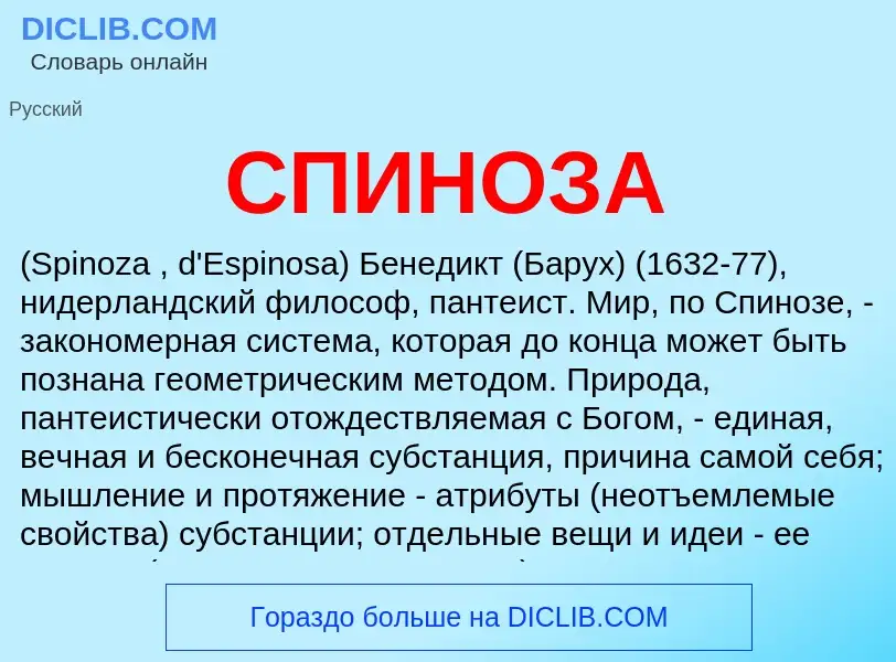 What is СПИНОЗА - meaning and definition