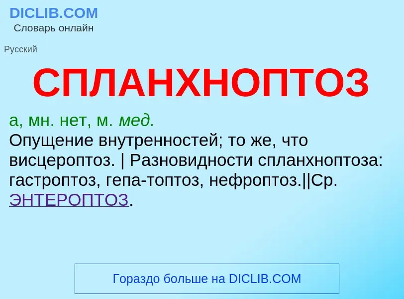 ¿Qué es СПЛАНХНОПТОЗ? - significado y definición