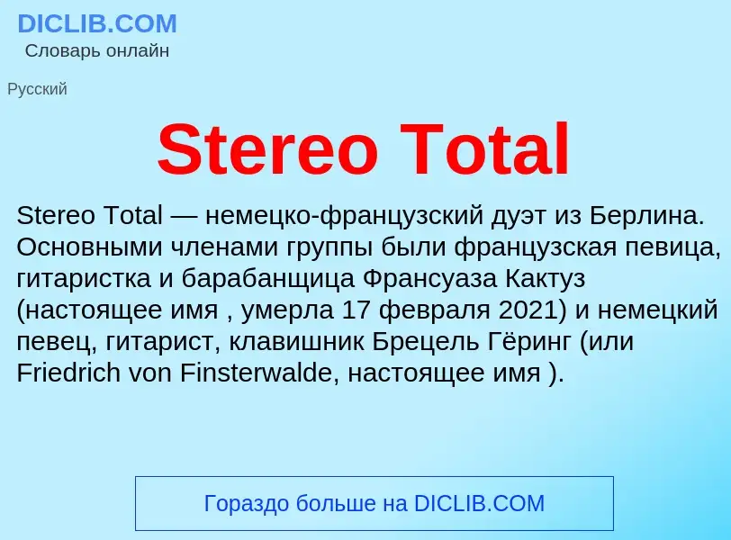 Che cos'è Stereo Total - definizione