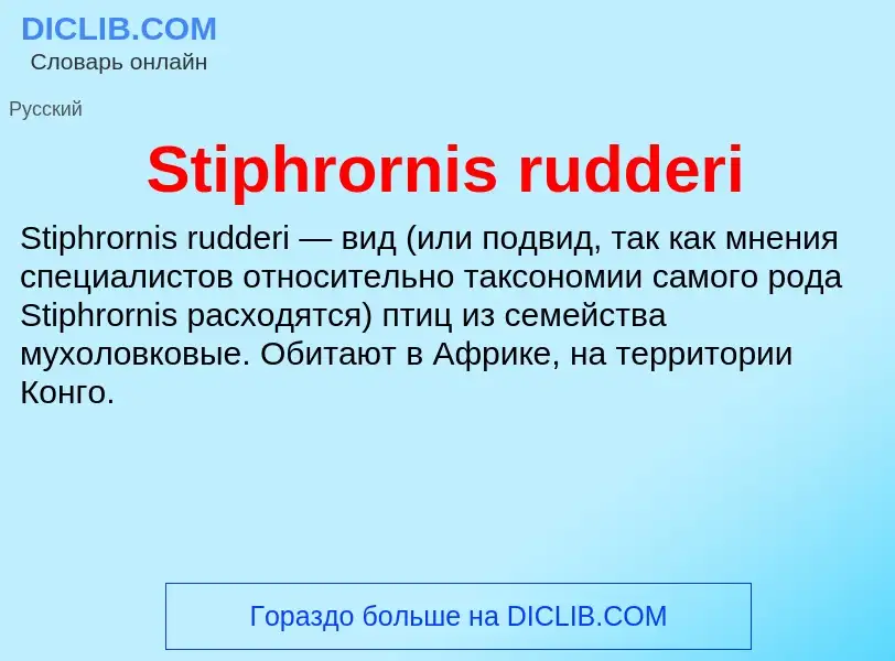 Что такое Stiphrornis rudderi - определение