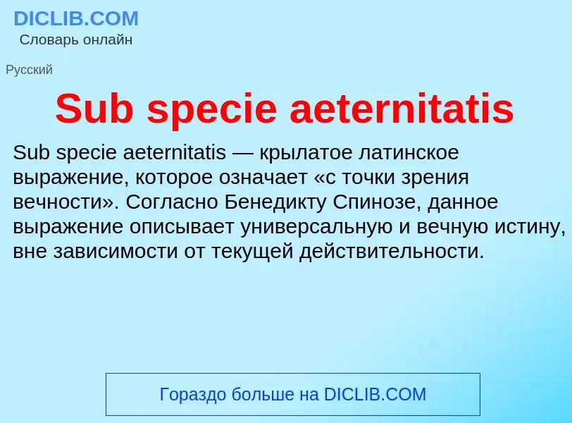 Что такое Sub specie aeternitatis - определение