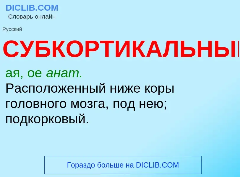 Что такое СУБКОРТИКАЛЬНЫЙ - определение