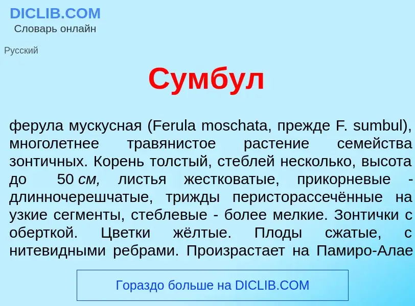 Что такое Сумб<font color="red">у</font>л - определение