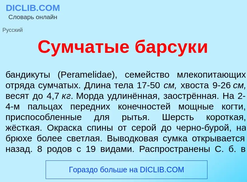 Что такое С<font color="red">у</font>мчатые барсук<font color="red">и</font> - определение