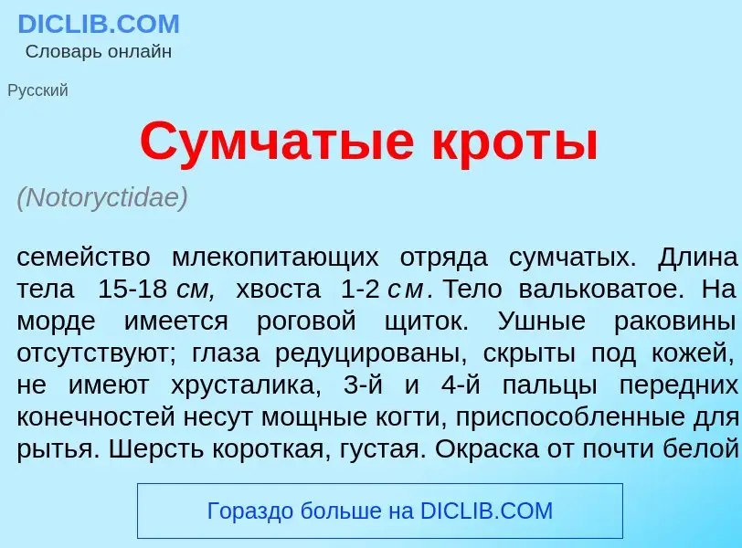 Was ist С<font color="red">у</font>мчатые крот<font color="red">ы</font> - Definition