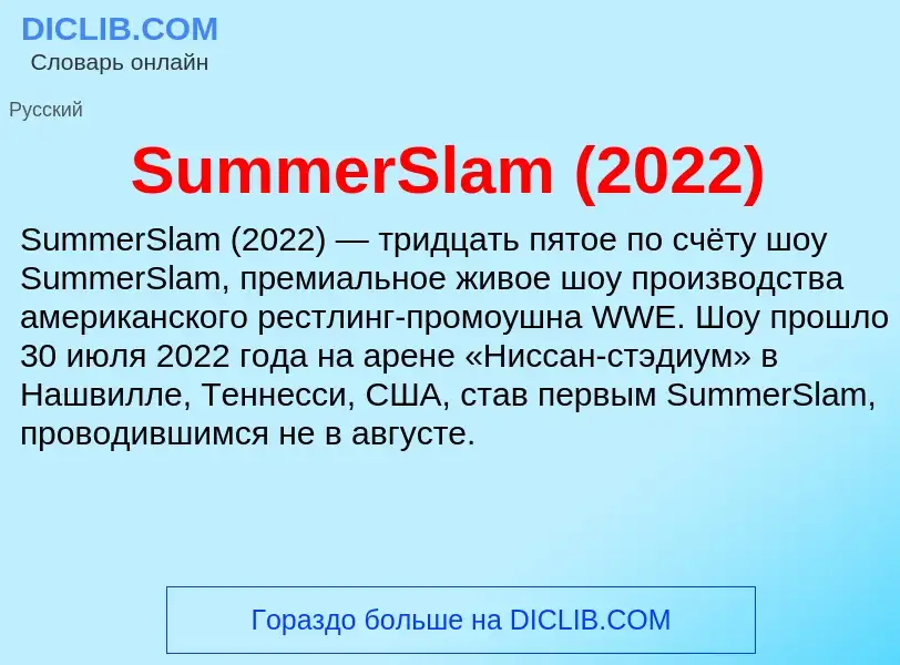 Che cos'è SummerSlam (2022) - definizione