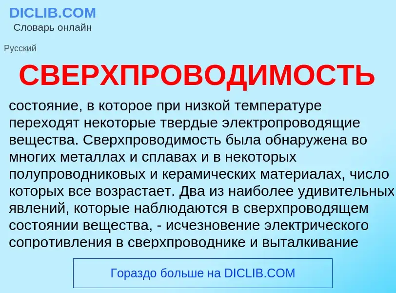 Wat is СВЕРХПРОВОДИМОСТЬ - definition