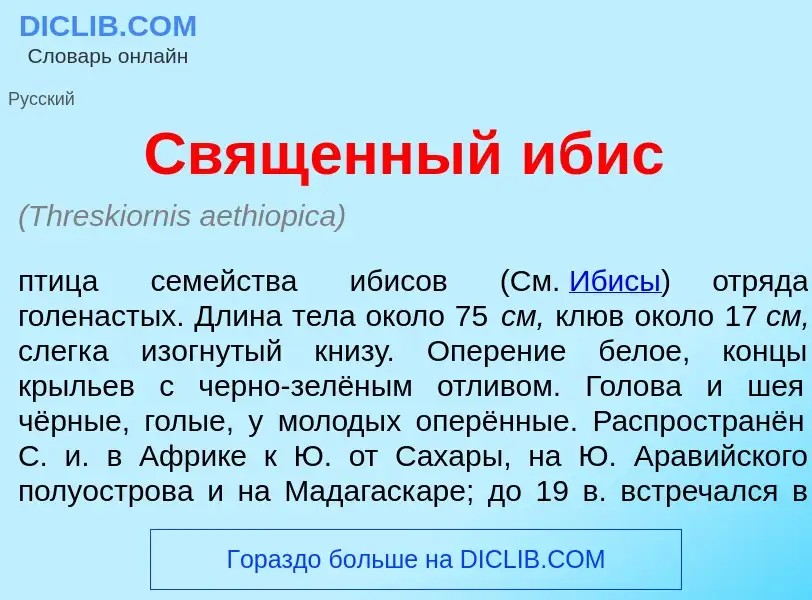 Что такое Свящ<font color="red">е</font>нный <font color="red">и</font>бис - определение