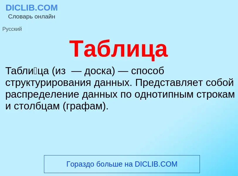 Что такое Таблица - определение