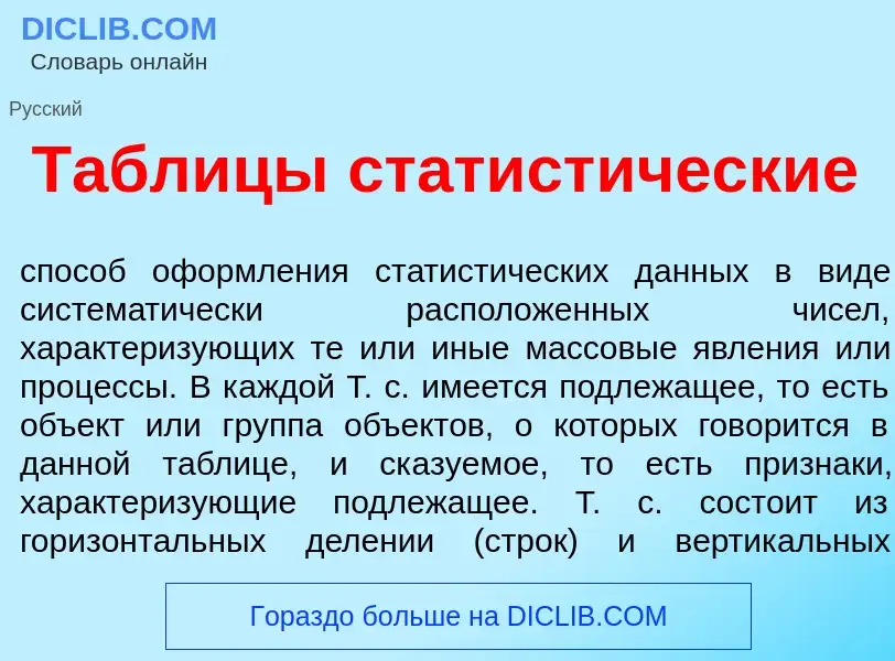 Was ist Табл<font color="red">и</font>цы статист<font color="red">и</font>ческие - Definition