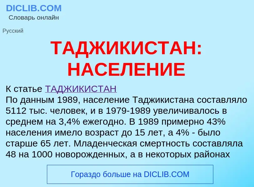 Что такое ТАДЖИКИСТАН: НАСЕЛЕНИЕ - определение