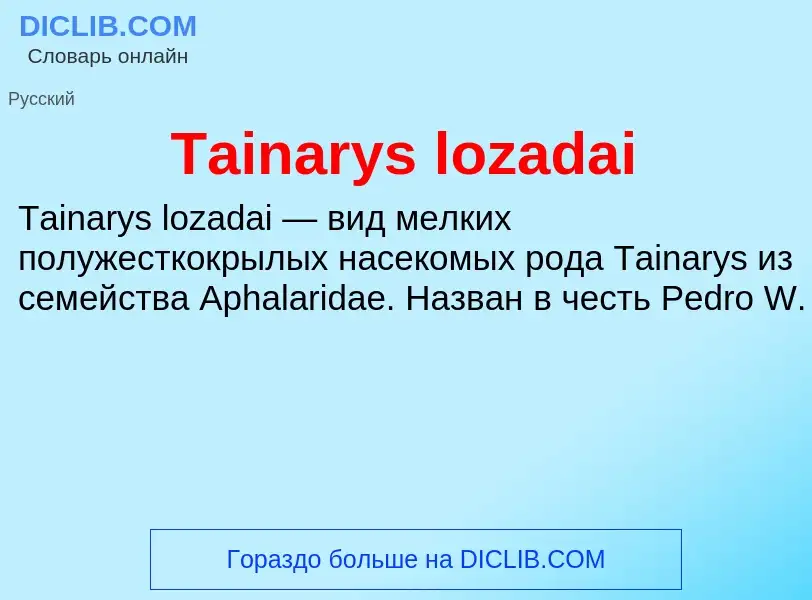 Τι είναι Tainarys lozadai - ορισμός