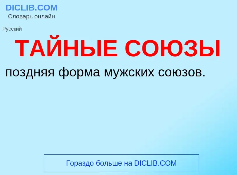 O que é ТАЙНЫЕ СОЮЗЫ - definição, significado, conceito