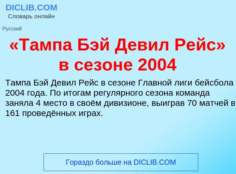 Che cos'è «Тампа Бэй Девил Рейс» в сезоне 2004 - definizione