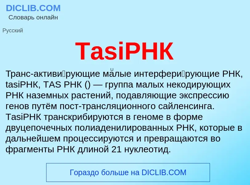 Wat is TasiРНК - definition